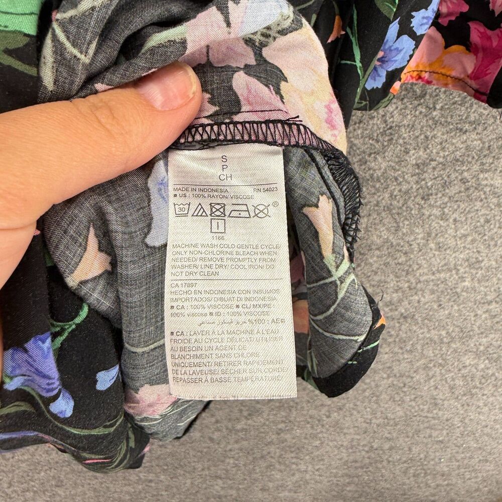 Old Navy Dress Women S Small Black Floral Shift Short Hook & Eye Long Sleeve - Picture 5 of 8